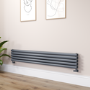 Sorrento Dark Grey Anthracite Oval Designer Radiator 295x1800mm Double Panel 3171 BTU