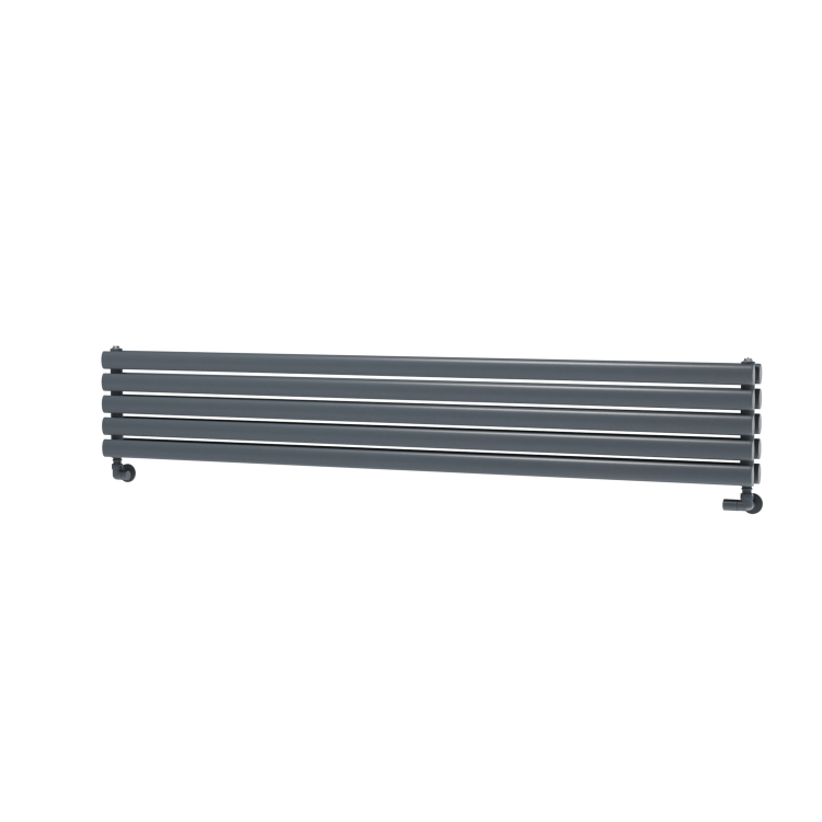 Sorrento Dark Grey Anthracite Oval Designer Radiator 295x1800mm Double Panel 3171 BTU