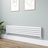 Riace White Flat Designer Radiator 350x1800mm Double Panel 3474 BTU