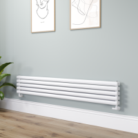 Sorrento White Oval Designer Radiator 295x1800mm Double Panel 3171 BTU
