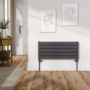 Riace Midnight Black Flat Designer Radiator 350x800mm Double Panel 1693 BTU