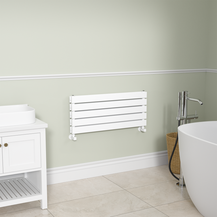 Riace White Flat Designer Radiator 350x800mm Double Panel 1693 BTU