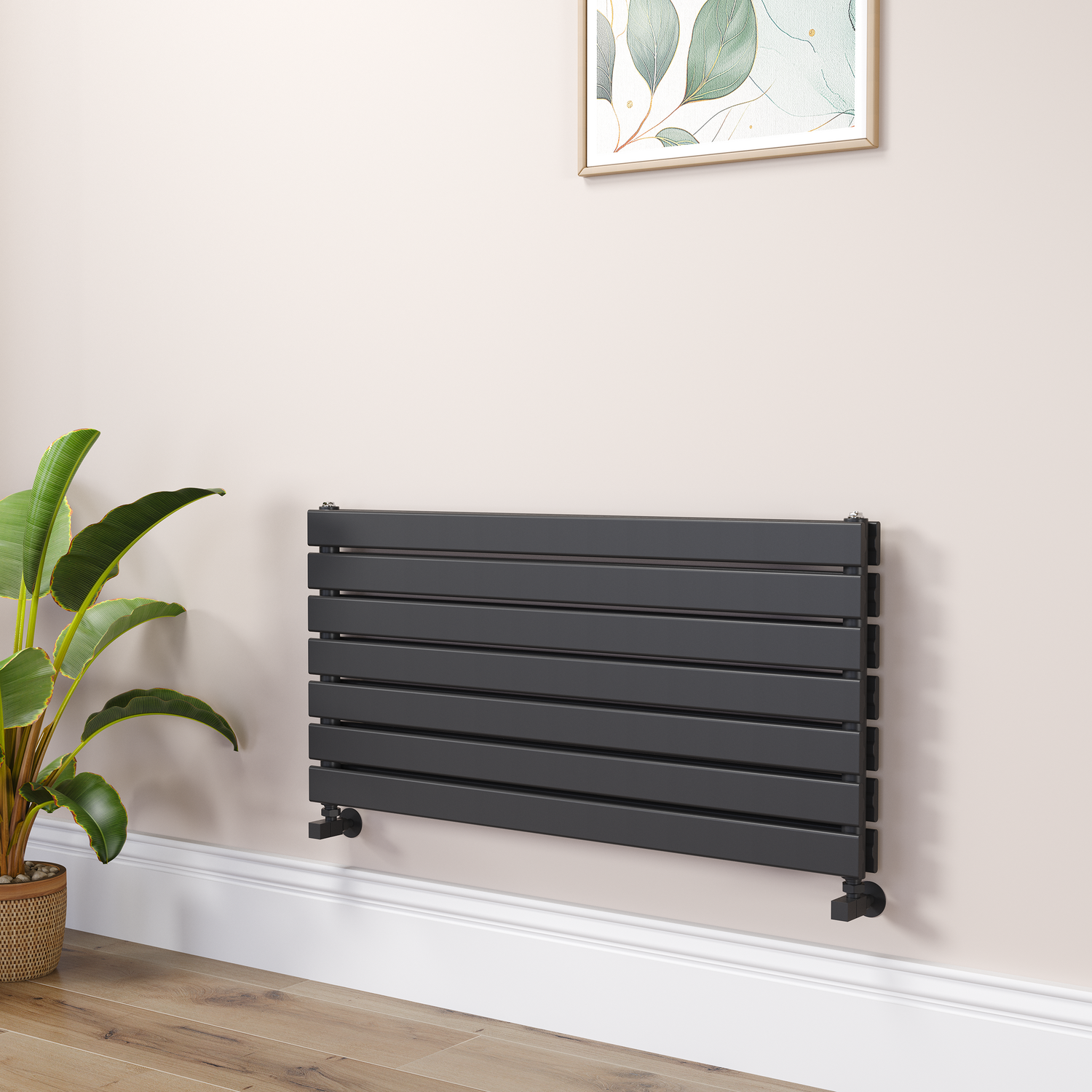 Riace Midnight  Flat Designer Radiator 490X1000mm Double Panel 2898 Btu RHD7-1000-BCF