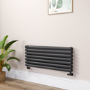 Sorrento Midnight Black Oval Designer Radiator 413x1000mm Double Panel 2584 BTU