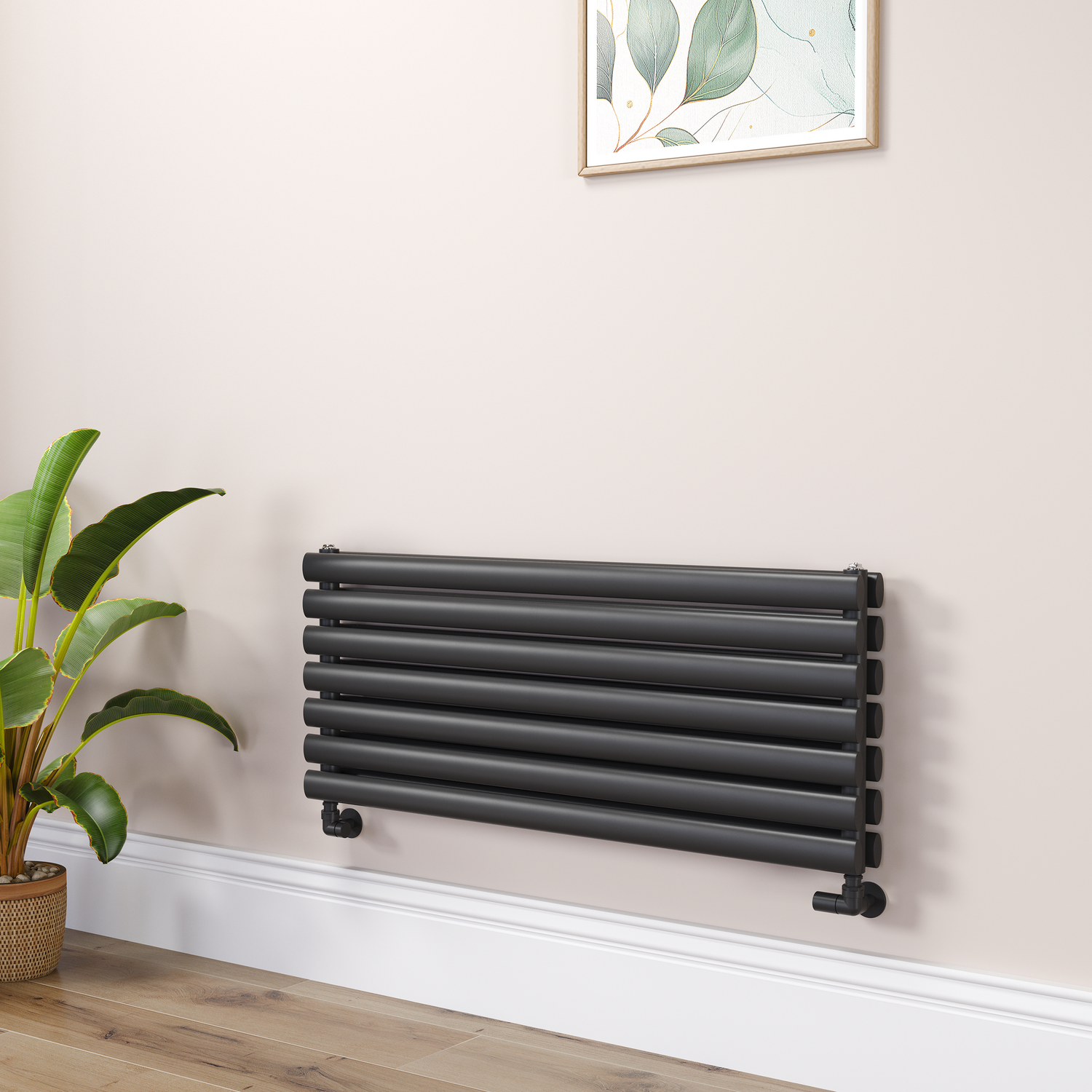 Sorrento Midnight  Oval Designer Radiator 413X1000mm Double Panel 2584 Btu RHD7-1000-BCO