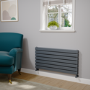 Riace Dark Grey Anthracite Flat Designer Radiator 490x1000mm Double Panel 2898 BTU