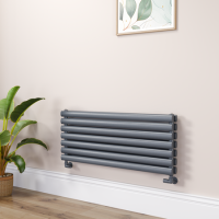Sorrento Dark Grey Anthracite Oval Designer Radiator 413x1000mm Double Panel 2584 BTU