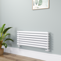 Sorrento White Oval Designer Radiator 413x1000mm Double Panel 2584 BTU