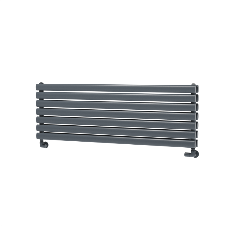 Sorrento Dark Grey Anthracite Oval Designer Radiator 413x1200mm Double Panel 3048 BTU