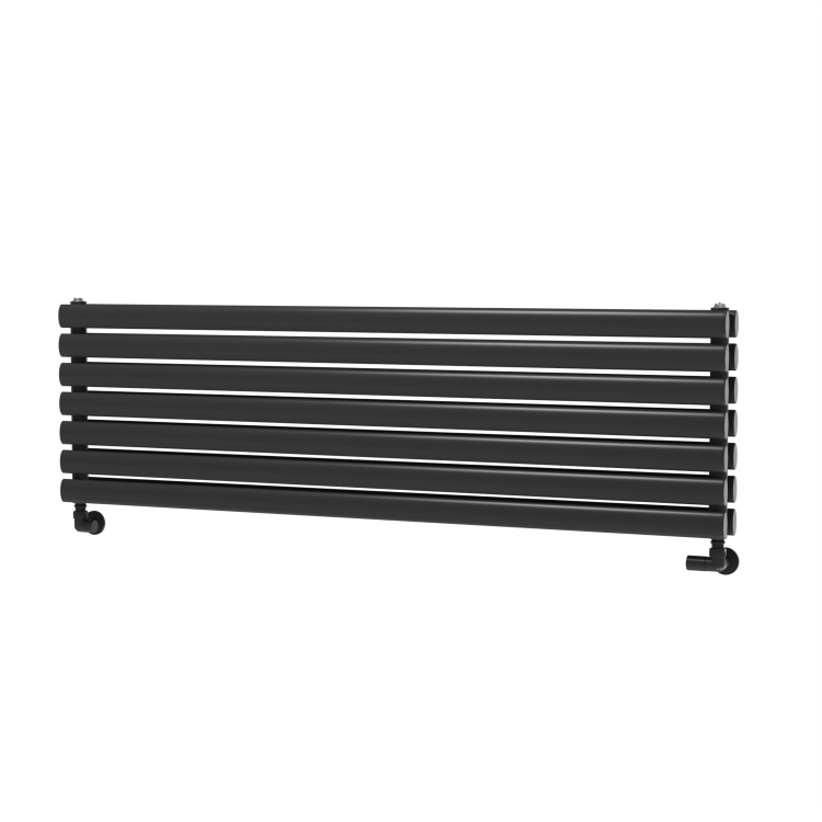 Sorrento Midnight Black Oval Designer Radiator 413x1400mm Double Panel 3509 BTU
