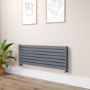 Riace Dark Grey Anthracite Flat Designer Radiator 490x1400mm Double Panel 3908 BTU