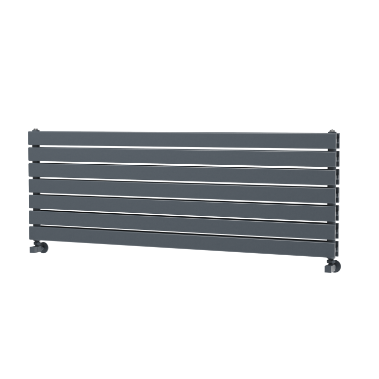 Riace Dark Grey Anthracite Flat Designer Radiator 490x1400mm Double Panel 3908 BTU