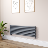 Sorrento Dark Grey Anthracite Oval Designer Radiator 413x1400mm Double Panel 3509 BTU