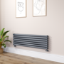 Sorrento Dark Grey Anthracite Oval Designer Radiator 413x1400mm Double Panel 3509 BTU