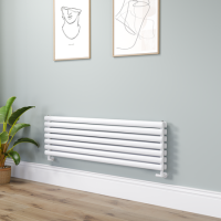 Sorrento White Oval Designer Radiator 413x1400mm Double Panel 3509 BTU