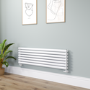 Sorrento White Oval Designer Radiator 413x1400mm Double Panel 3509 BTU