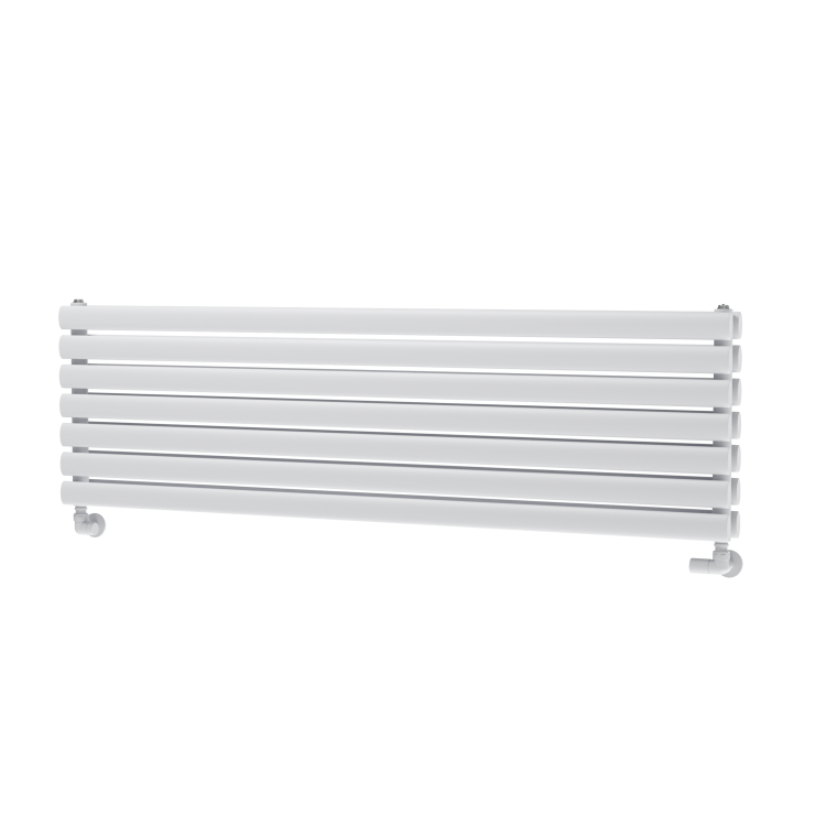 Sorrento White Oval Designer Radiator 413x1400mm Double Panel 3509 BTU