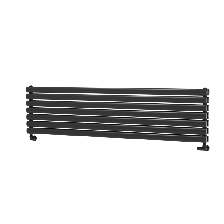 Sorrento Midnight Black Oval Designer Radiator 413x1600mm Double Panel 3973 BTU