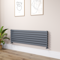 Riace Dark Grey Anthracite Flat Designer Radiator 490x1600mm Double Panel 4392 BTU