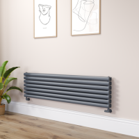 Sorrento Dark Grey Anthracite Oval Designer Radiator 413x1600mm Double Panel 3973 BTU