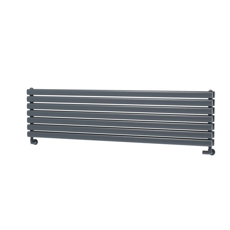 Sorrento Dark Grey Anthracite Oval Designer Radiator 413x1600mm Double Panel 3973 BTU