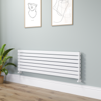 Riace White Flat Designer Radiator 490x1600mm Double Panel 4392 BTU