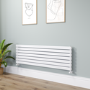 Riace White Flat Designer Radiator 490x1600mm Double Panel 4392 BTU