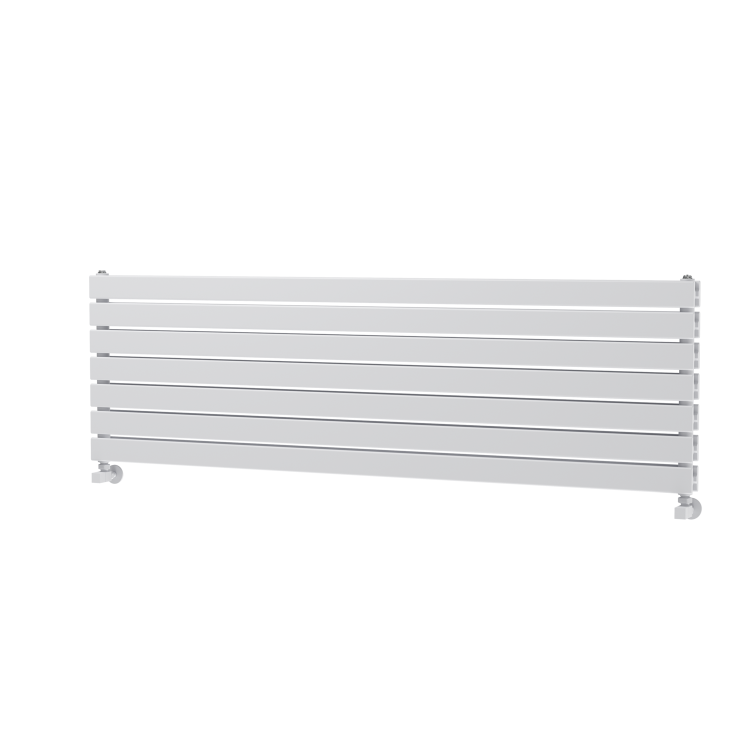 Riace White Flat Designer Radiator 490x1600mm Double Panel 4392 BTU
