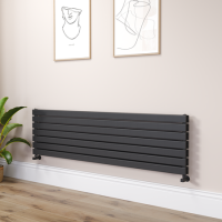 Riace Midnight Black Flat Designer Radiator 490x1800mm Double Panel 4863 BTU