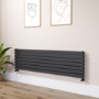 Riace Midnight Black Flat Designer Radiator 490x1800mm Double Panel 4863 BTU