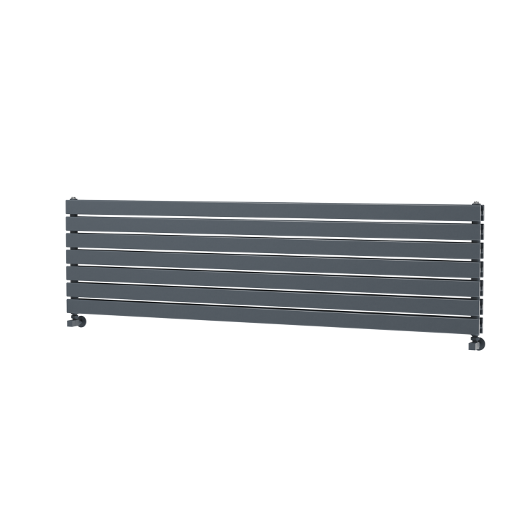 Riace Dark Grey Anthracite Flat Designer Radiator 490x1800mm Double Panel 4863 BTU