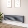 Sorrento Dark Grey Anthracite Oval Designer Radiator 413x1800mm Double Panel 4437 BTU