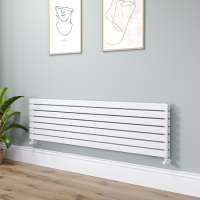 Riace White Flat Designer Radiator 490x1800mm Double Panel 4863 BTU