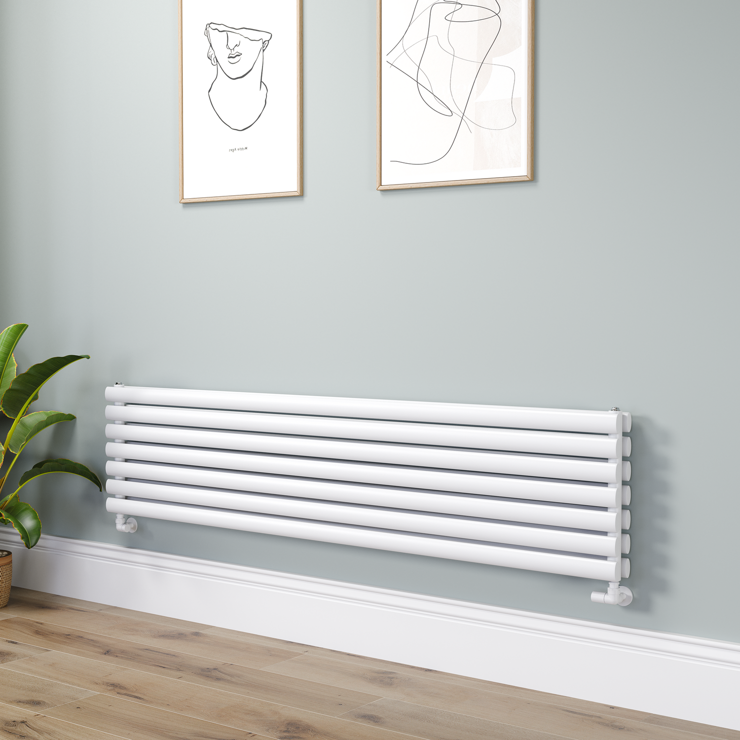 Sorrento  Oval Designer Radiator 413X1800mm Double Panel 4437 Btu RHD7-1800-WCO
