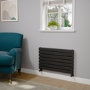 Riace Midnight Black Flat Designer Radiator 490x800mm Double Panel 2369 BTU