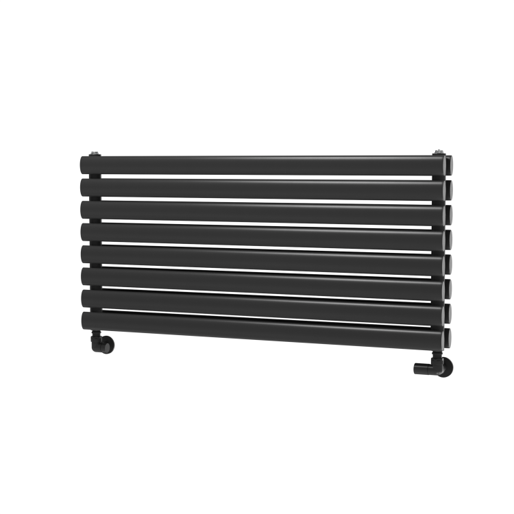 Sorrento Midnight Black Oval Designer Radiator 472x1000mm Double Panel 2952 BTU