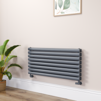 Sorrento Dark Grey Anthracite Oval Designer Radiator 472x1000mm Double Panel 2952 BTU