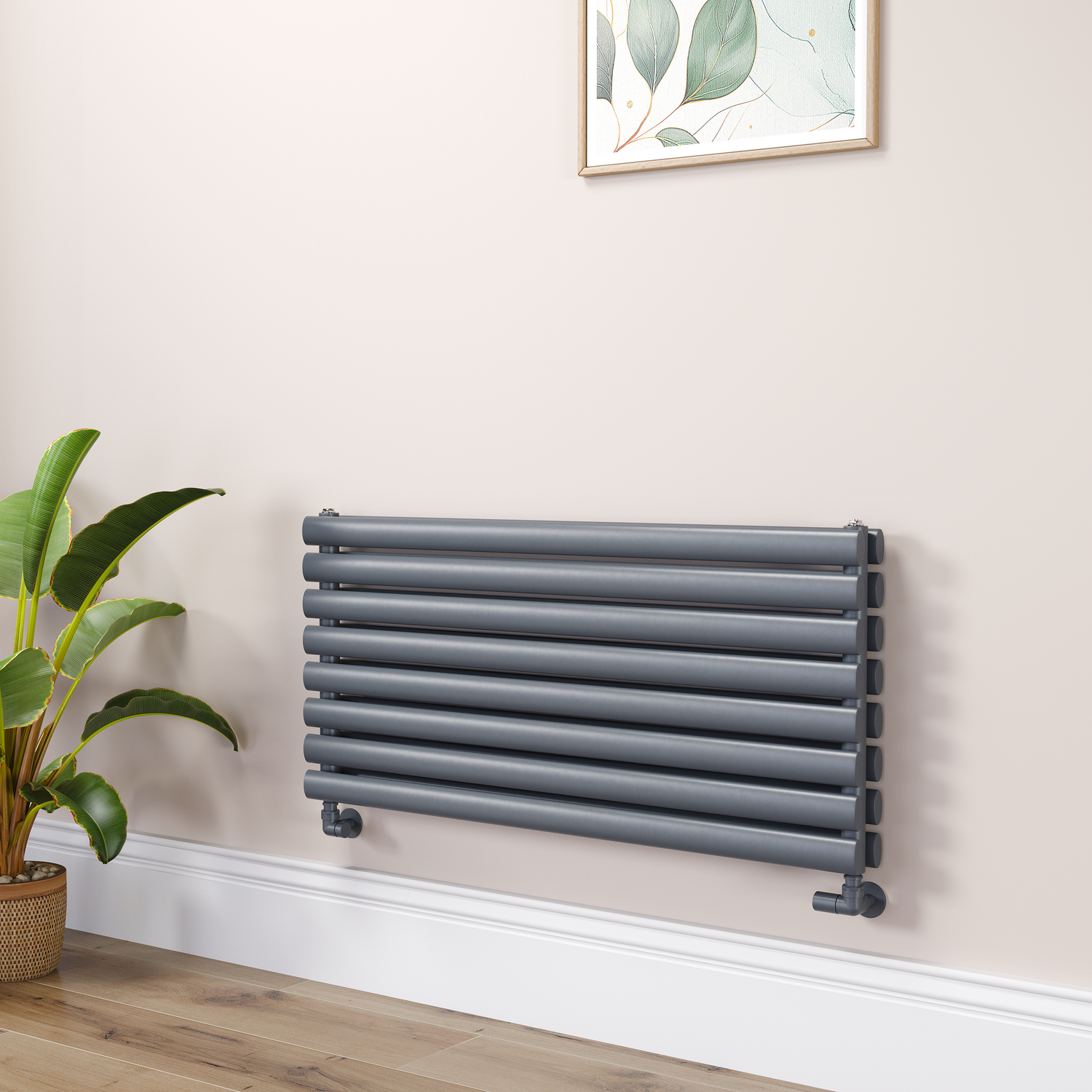 Sorrento Dark Grey Anthracite Oval Designer Radiator 472X1000mm Double Panel 2952 Btu RHD8-1000-DGCO