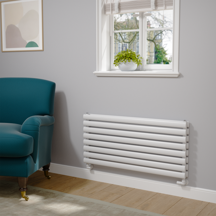 Sorrento White Oval Designer Radiator 472x1000mm Double Panel 2952 BTU