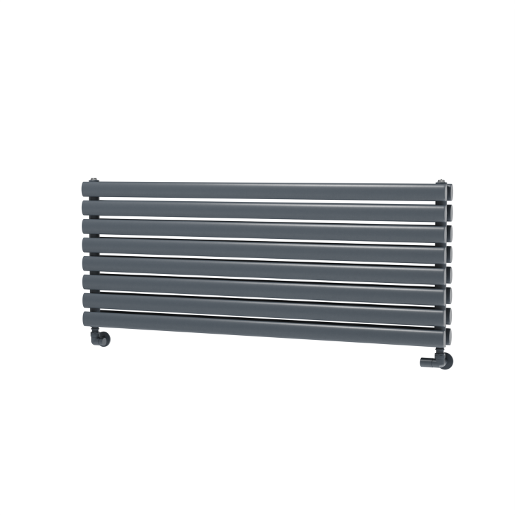 Sorrento Dark Grey Anthracite Oval Designer Radiator 472x1200mm Double Panel 3485 BTU