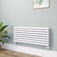 Sorrento White Oval Designer Radiator 472x1200mm Double Panel 3485 BTU