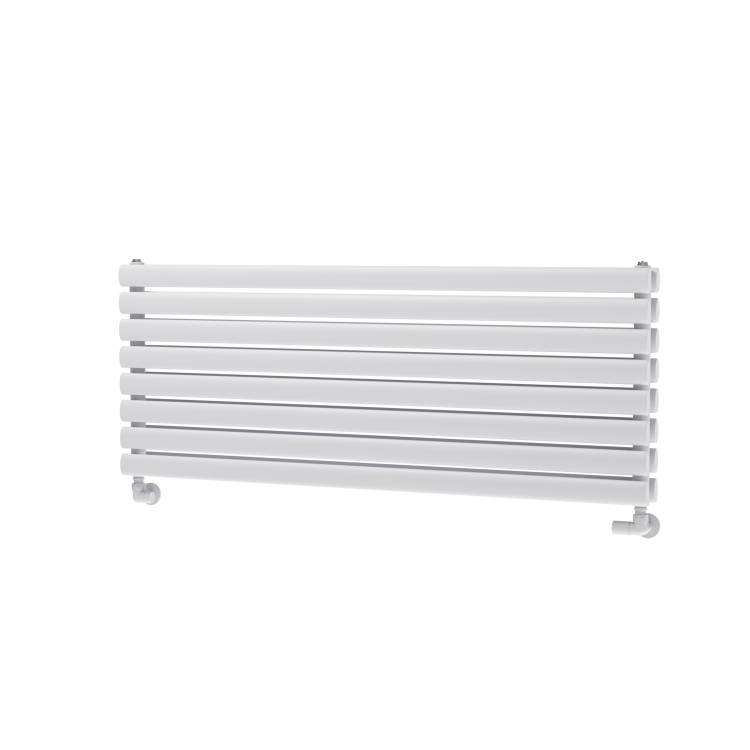 Sorrento White Oval Designer Radiator 472x1200mm Double Panel 3485 BTU