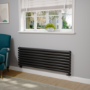 Sorrento Midnight Black Oval Designer Radiator 472x1400mm Double Panel 4010 BTU