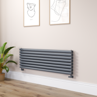Sorrento Dark Grey Anthracite Oval Designer Radiator 472x1400mm Double Panel 4010 BTU