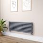 Sorrento Dark Grey Anthracite Oval Designer Radiator 472x1400mm Double Panel 4010 BTU