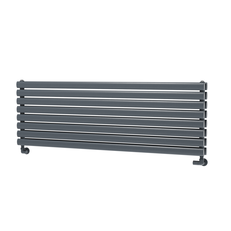 Sorrento Dark Grey Anthracite Oval Designer Radiator 472x1400mm Double Panel 4010 BTU