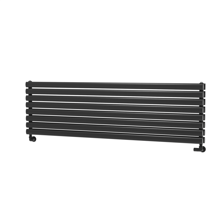 Sorrento Midnight Black Oval Designer Radiator 472x1600mm Double Panel 4539 BTU