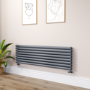 Sorrento Dark Grey Anthracite Oval Designer Radiator 472x1600mm Double Panel 4539 BTU