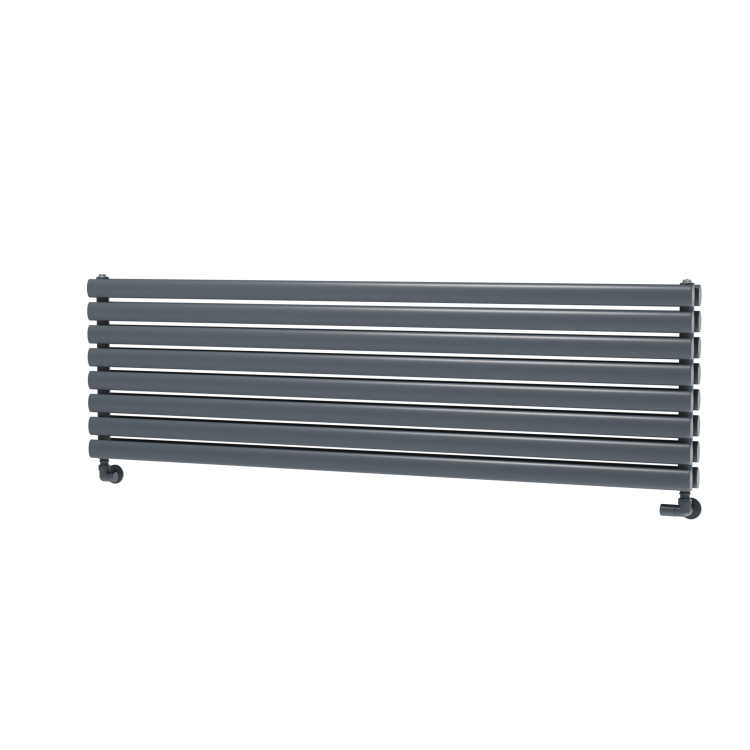 Sorrento Dark Grey Anthracite Oval Designer Radiator 472x1600mm Double Panel 4539 BTU