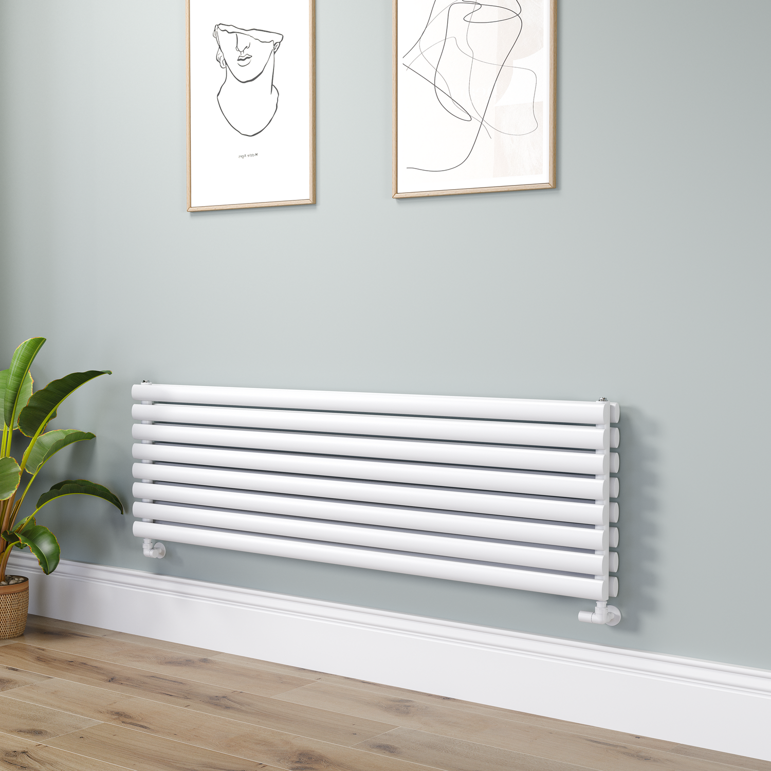 Sorrento  Oval Designer Radiator 472X1600mm Double Panel 4539 Btu RHD8-1600-WCO